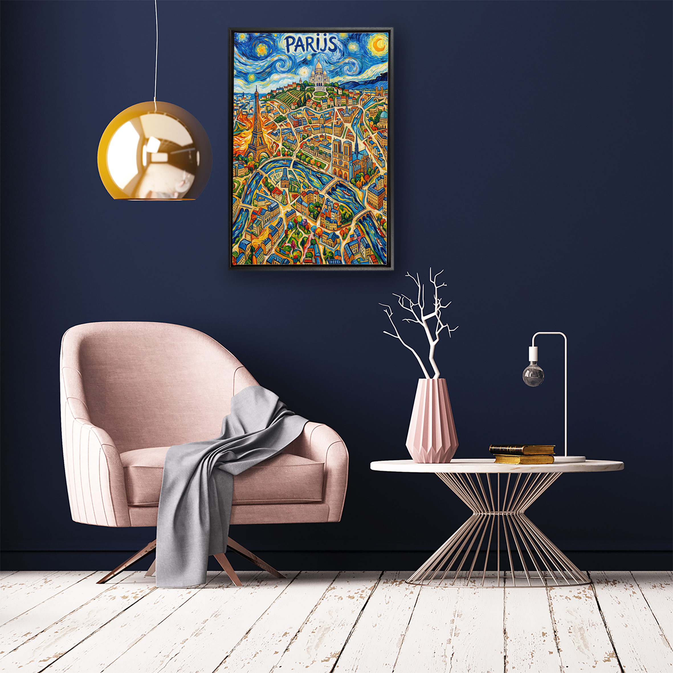 Stadskaart wanddecoratie op canvas - Parijs - stadsposter - Afbeelding 3