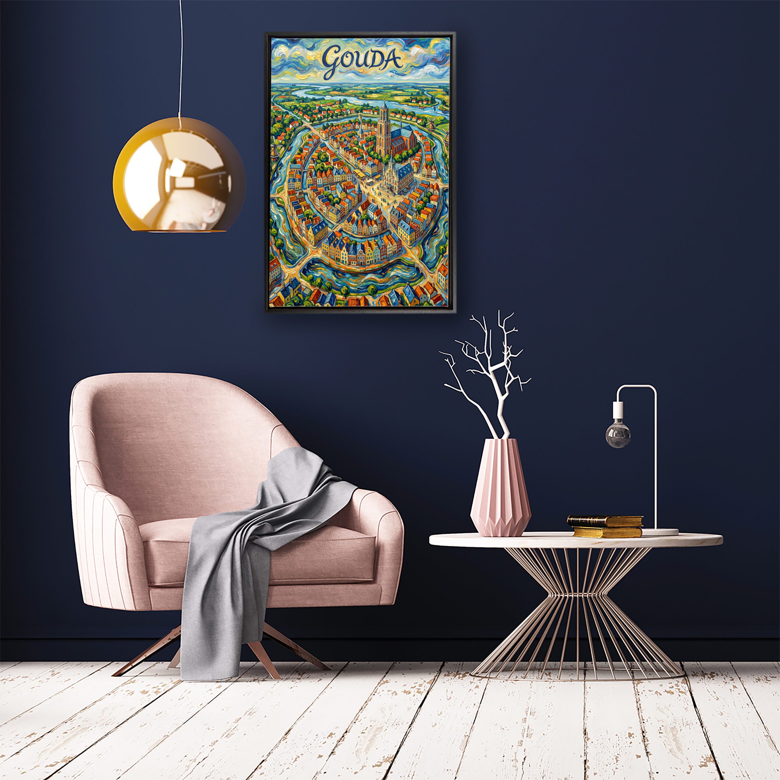 Stadskaart Gouda als wanddecoratie