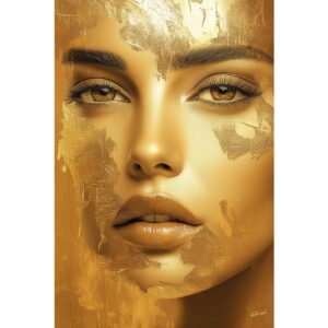 Glasschilderij 80x120cm Gouden vrouw