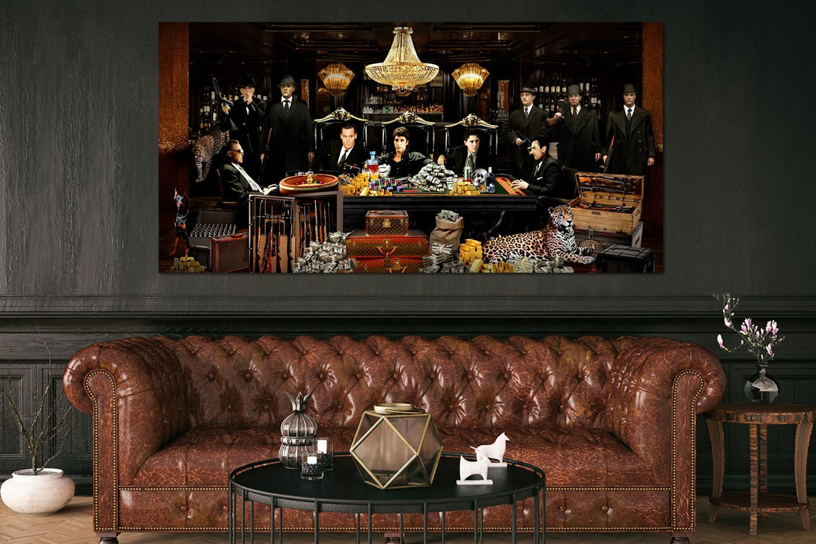 Glasschilderij 160x80cm Maffia gekleurd - Afbeelding 2