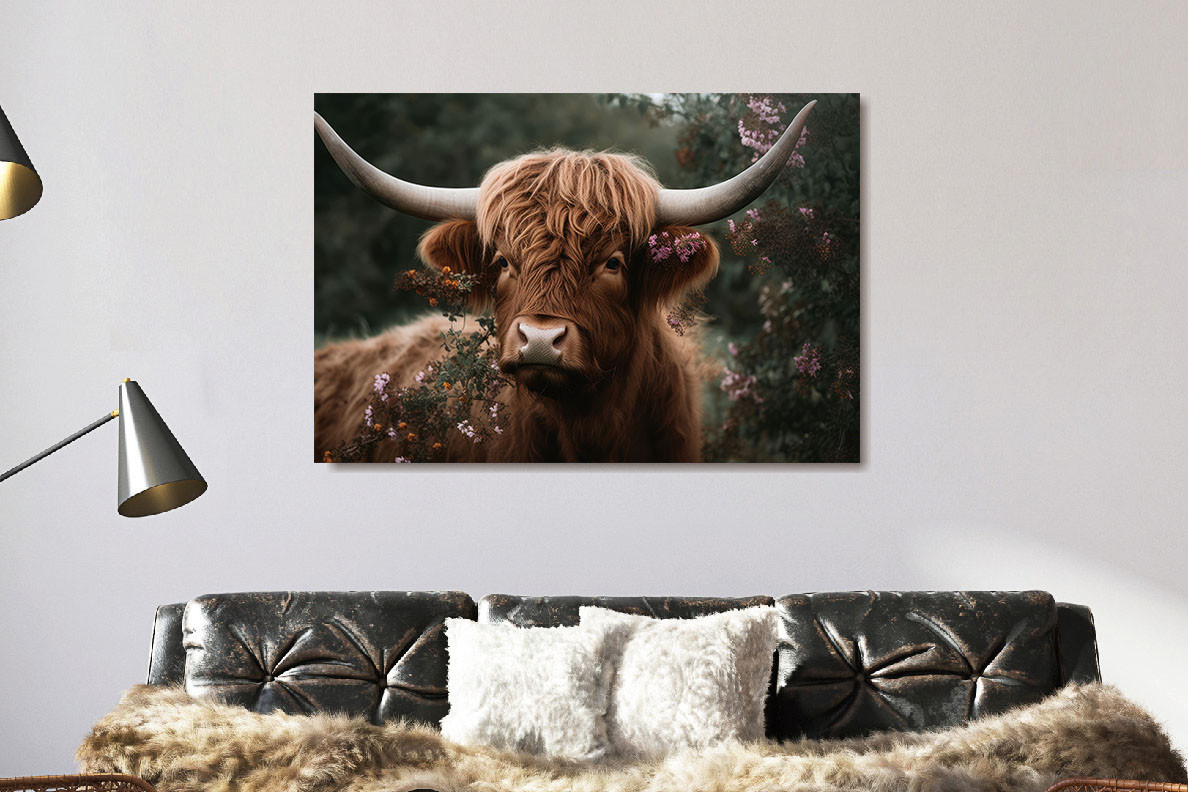 Glasschilderij 120x80cm Bruine hooglander - Afbeelding 2