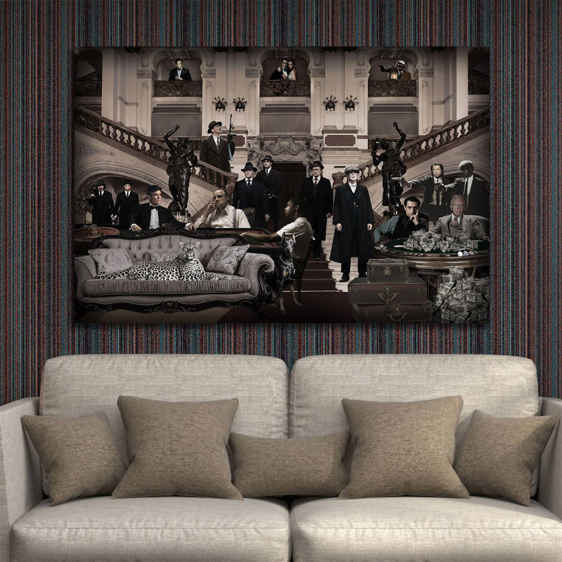 Glasschilderij 160x110cm Mafia zwart/wit - Afbeelding 2