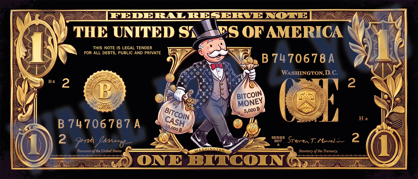 Monopoly Bitcoin biljet – Bitcoin Wanddecoratie