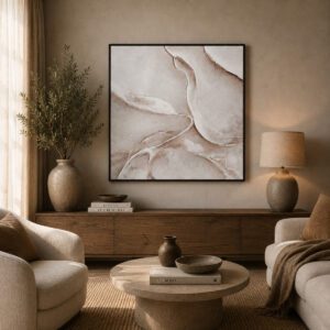 Wit handgeschilderd olieverfschilderij High Gloss 100x100 cm