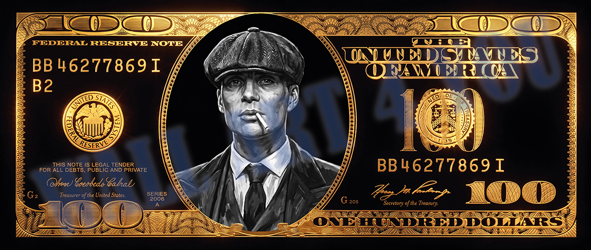 Shelby dollar biljet schilderij verkrijgbaar op plexiglas 5mm canvas aluminium