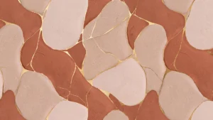 Kintsugi Terracotta Gold - Exclusief Airtex Behang op Maat