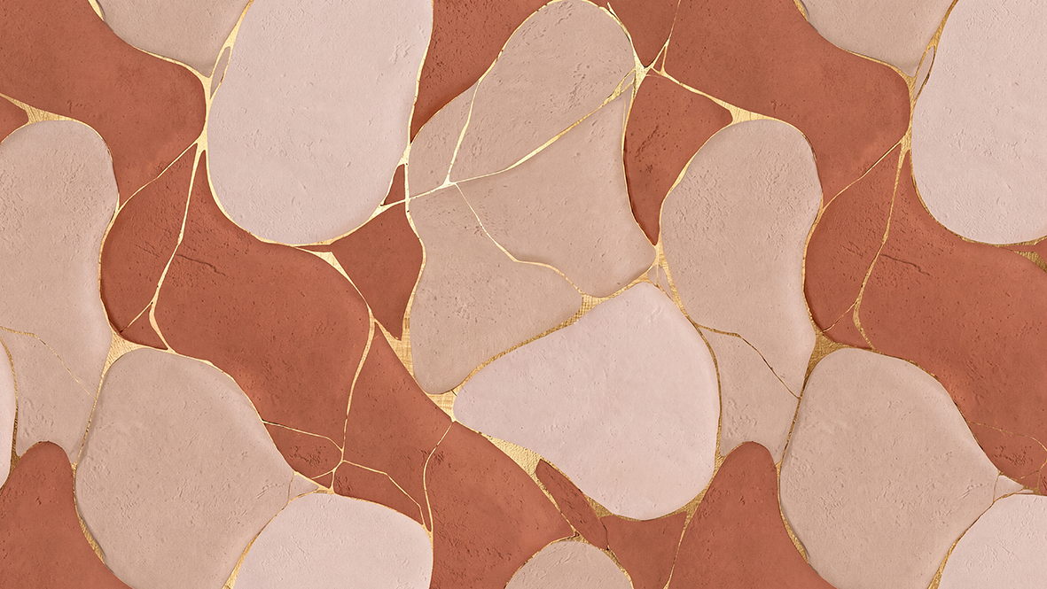 Kintsugi Terracotta Gold  – Exclusief Airtex Behang op Maat