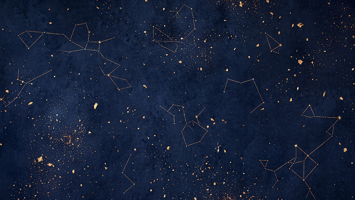 Midnight Constellation – Gouden Sterrenhemel – Exclusief Airtex Behang op Maat