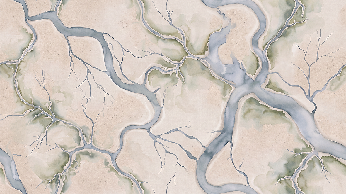 Wadden Wadplaten – Luchtfoto Kunst – Exclusief Airtex Behang op Maat